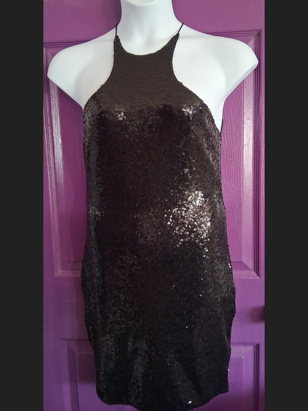 🆕️Fashion Nova Black Sequin Halter Mini Dress
